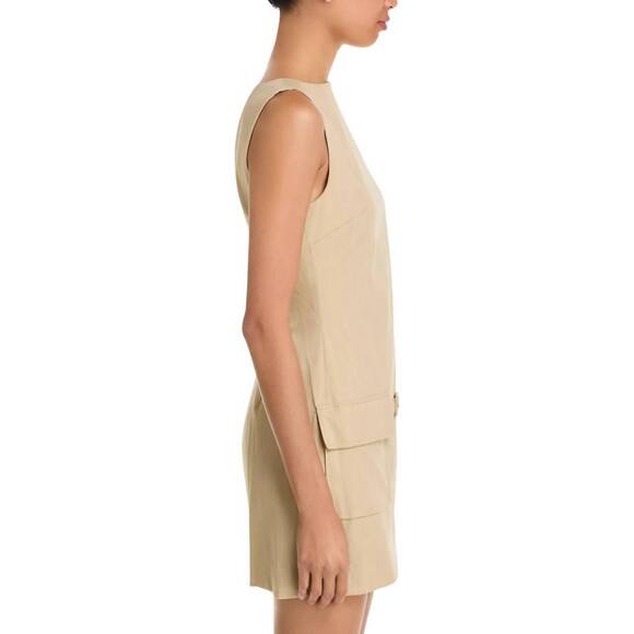 NEW STAUD sheila mini dress in tan pinestripe